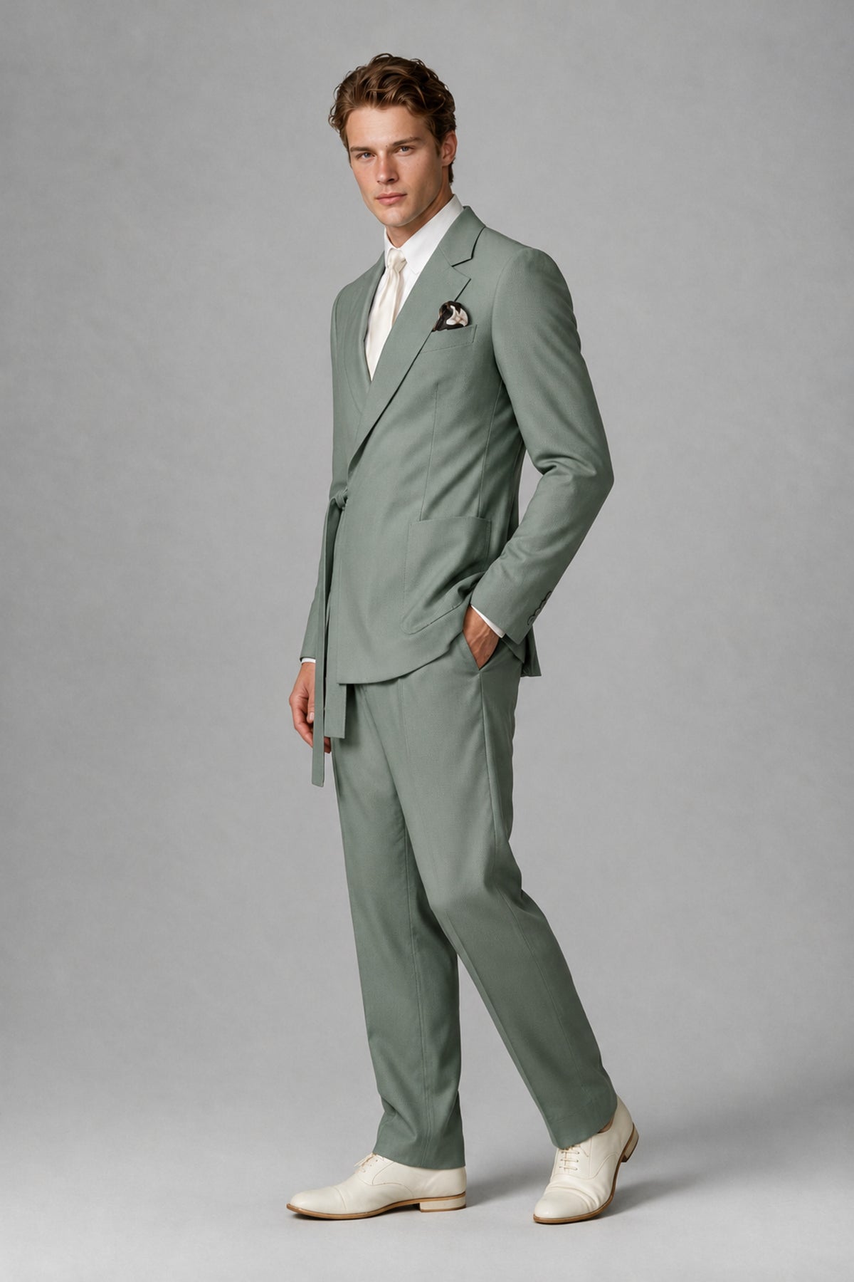 Bolodoo Men's Eucalyptus Wrap Tie-Waist Two-Piece Suit – Jacket & Trousers - Eucalyptus - Eucalyptus_4