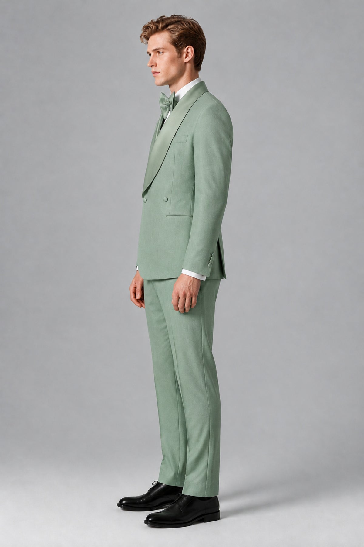 Bolodoo Men's Eucalyptus Shawl Lapel 2-Piece Tuxedo Suit – Jacket & Trousers - Eucalyptus - Eucalyptus (2)