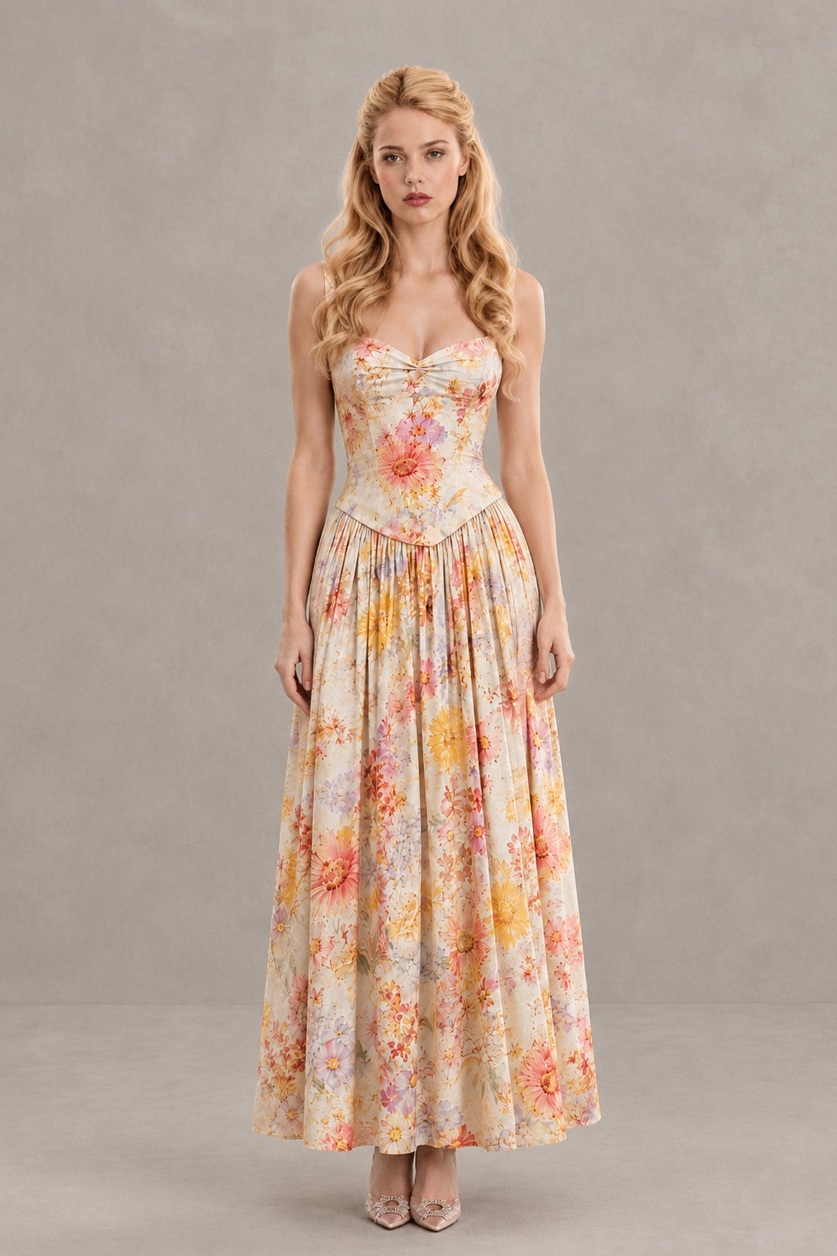 BOLODOO Floral B Floral Sweetheart Corset Maxi Dress - Floral B