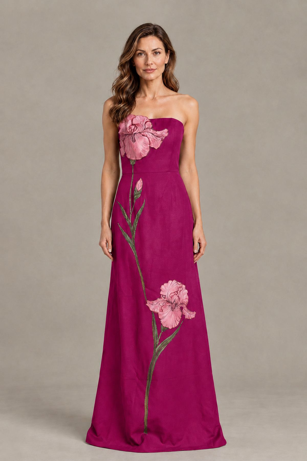 BOLODOO Fuchsia Strapless Floral Mother of the Bride Gown - Fuchsia - Fuchsia_01