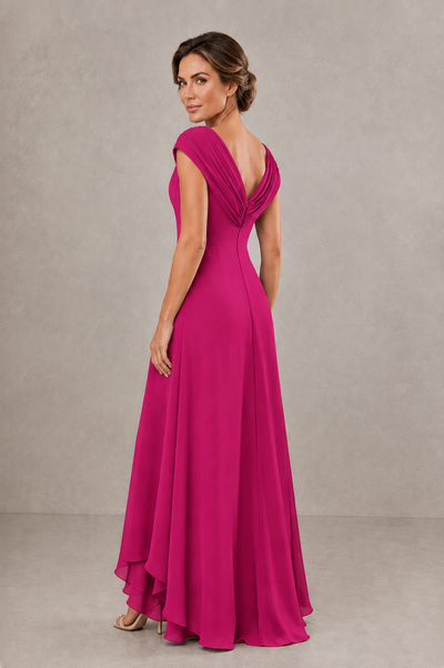 BOLODOO Fuchsia V-Neck High-Low Mother of the Bride Dress - Fuchsia - Fuchsia_02