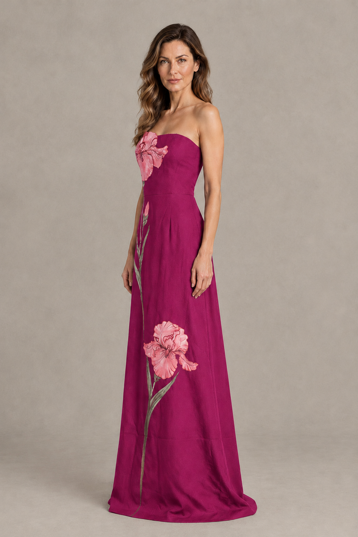 BOLODOO Fuchsia Strapless Floral Mother of the Bride Gown - Fuchsia - Fuchsia_03