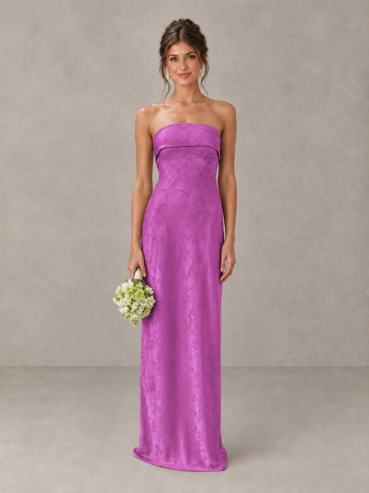 BOLODOO Fuchsia Strapless Floral Bridesmaid Dress - Fuchsia - Fuchsia_1