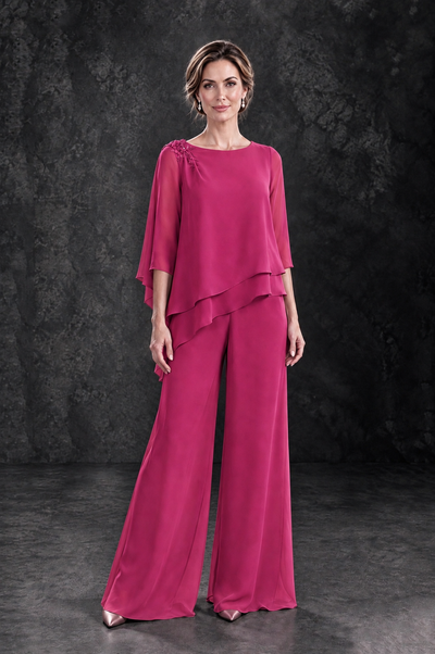 BOLODOO Fuchsia Layered Wide-Leg Mother of the Bride Pant Suit - Fuchsia - Fuchsia_1