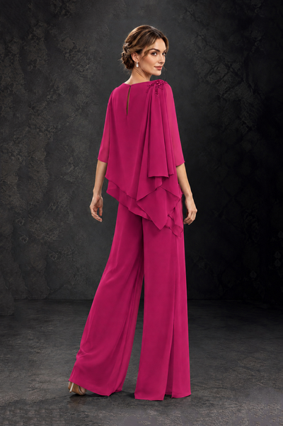 BOLODOO Fuchsia Layered Wide-Leg Mother of the Bride Pant Suit - Fuchsia - Fuchsia_2