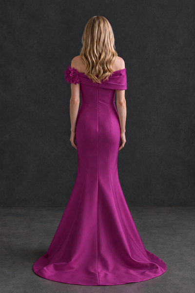 BOLODOO Fuchsia Off-Shoulder Floral Mermaid Mother of the Bride Dress - Fuchsia - Fuchsia_2