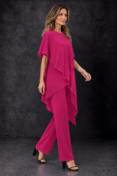 BOLODOO Fuchsia Chiffon Two Piece Mother of the Bride Pant Suit - Fuchsia - Fuchsia_2