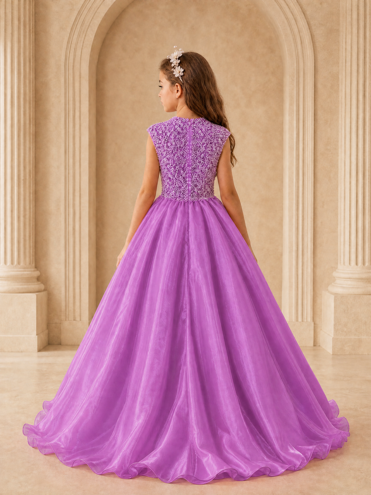 BOLODOO Fuchsia Sequin Tulle Flower Girl Dress with Cap Sleeves - Fuchsia - Fuchsia_2
