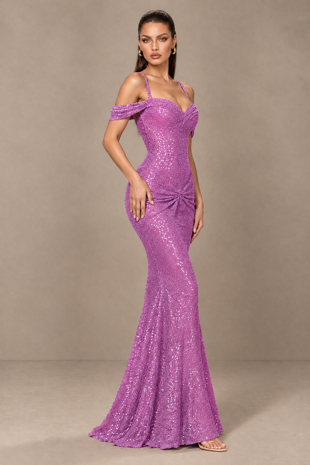 BOLODOO Fuchsia Sequin Off-Shoulder Mermaid Prom Dress - Fuchsia - Fuchsia_3