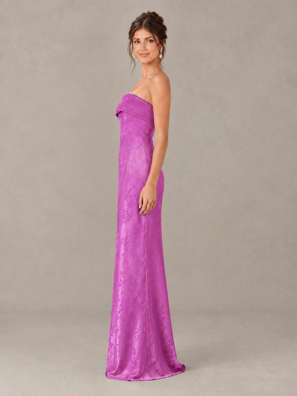BOLODOO Fuchsia Strapless Floral Bridesmaid Dress - Fuchsia - Fuchsia_3