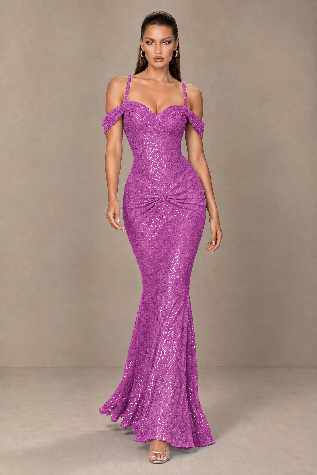 BOLODOO Fuchsia Sequin Off-Shoulder Mermaid Prom Dress - Fuchsia - Fuchsia_4