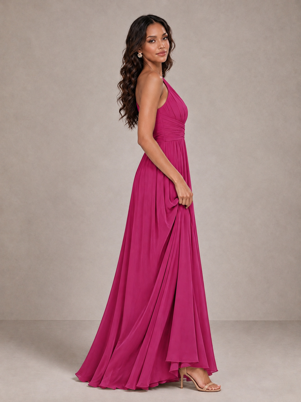 BOLODOO Fuchsia One-Shoulder A-Line Bridesmaid Dress - Fuchsia - Fuchsia_4