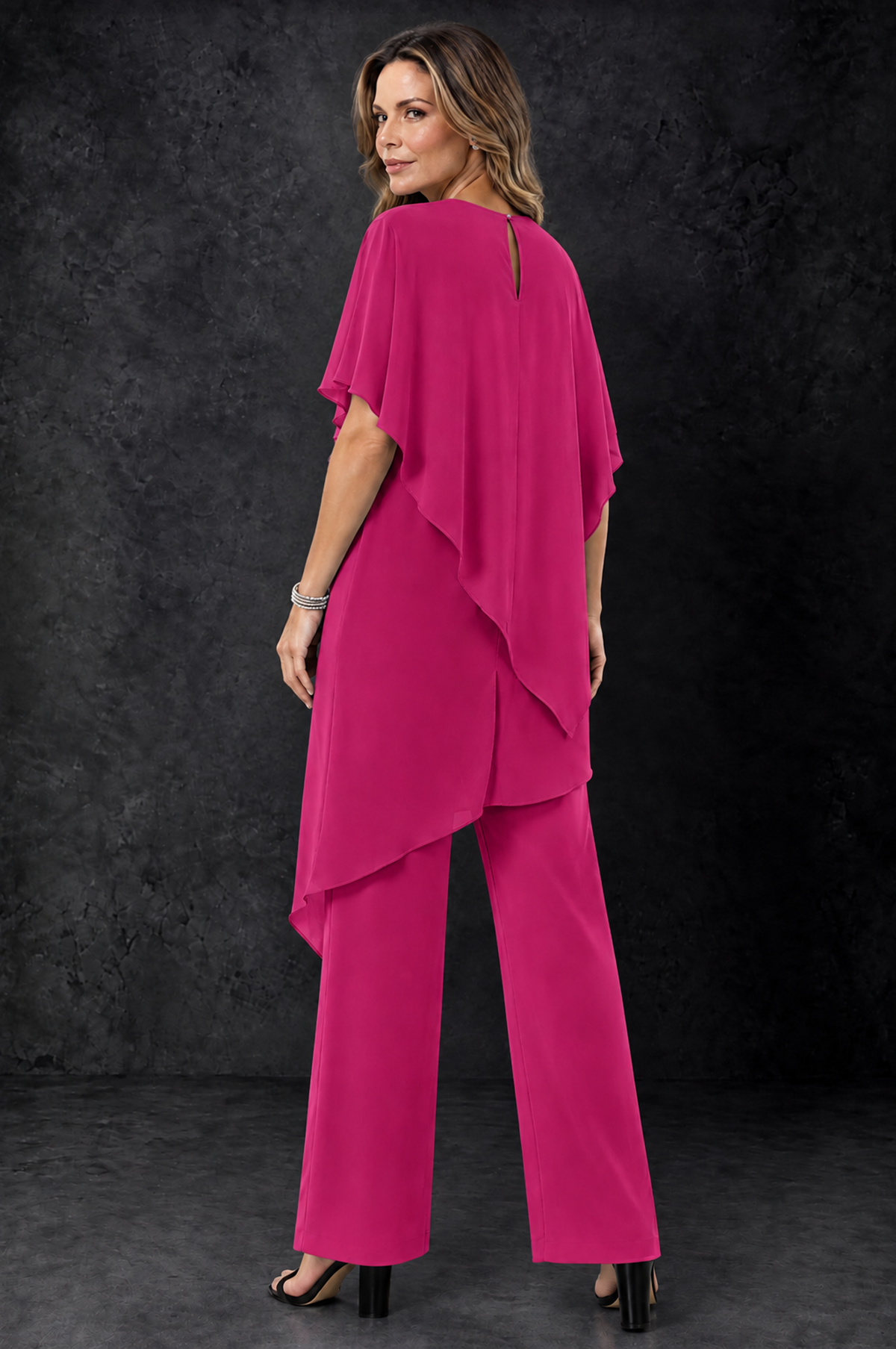 BOLODOO Fuchsia Chiffon Two Piece Mother of the Bride Pant Suit - Fuchsia - Fuchsia_4