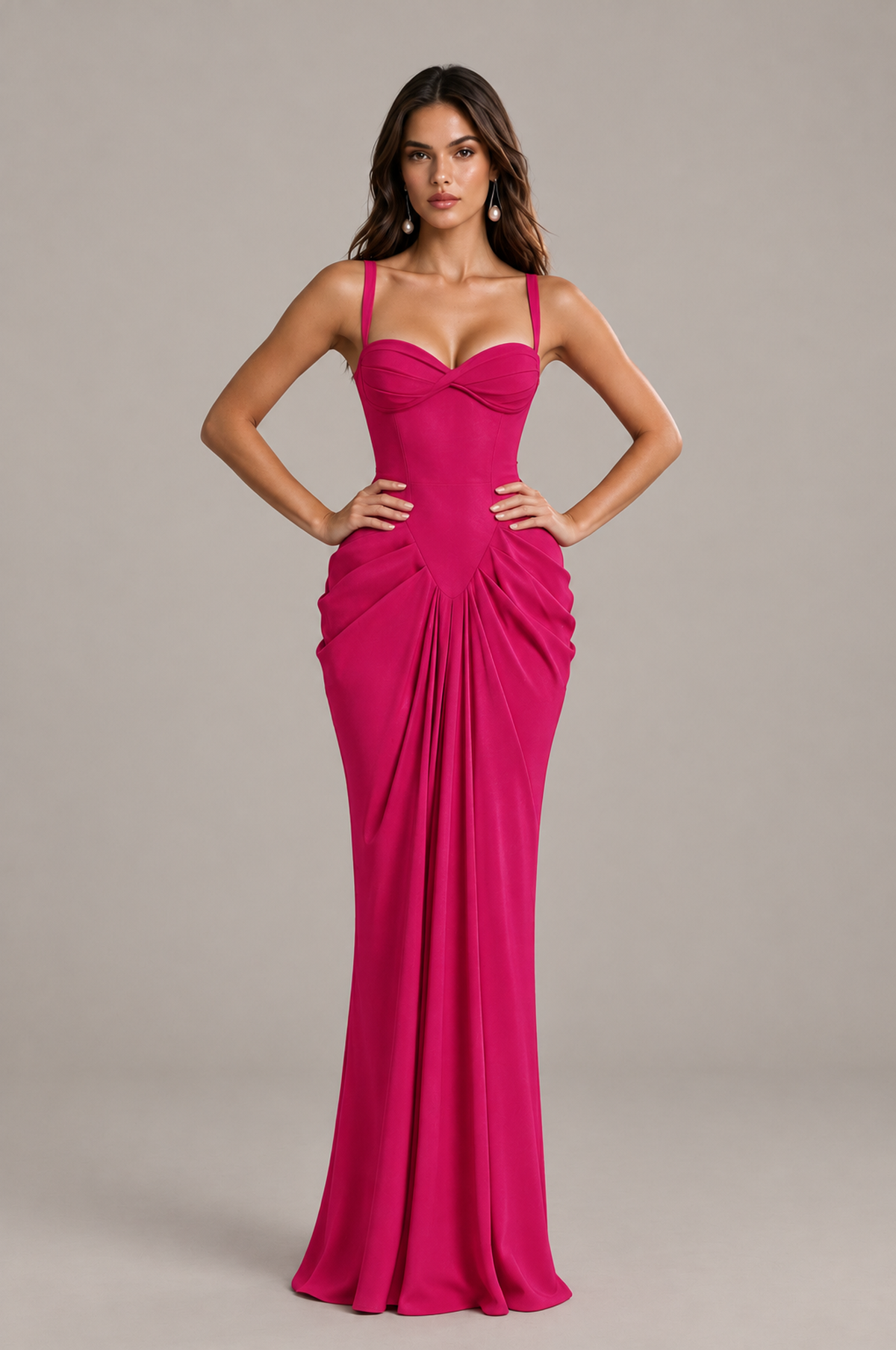 BOLODOO Fuchsia Sweetheart Ruched Lace-Up Back Evening Gown - Fuchsia - Fuchsia_4