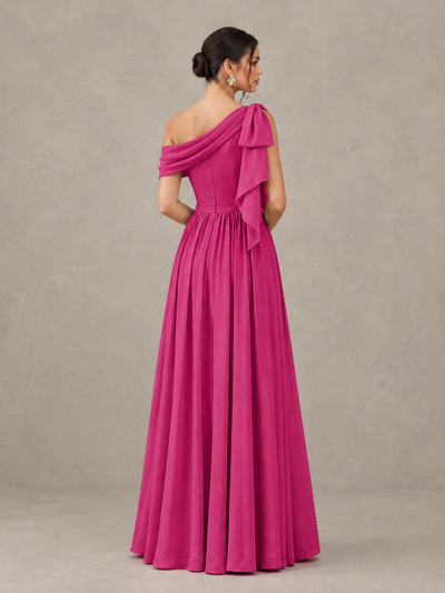 BOLODOO Fuchsia One-Shoulder Maternity Bridesmaid Dress with Slit - Fuchsia - Fuchsia (2)