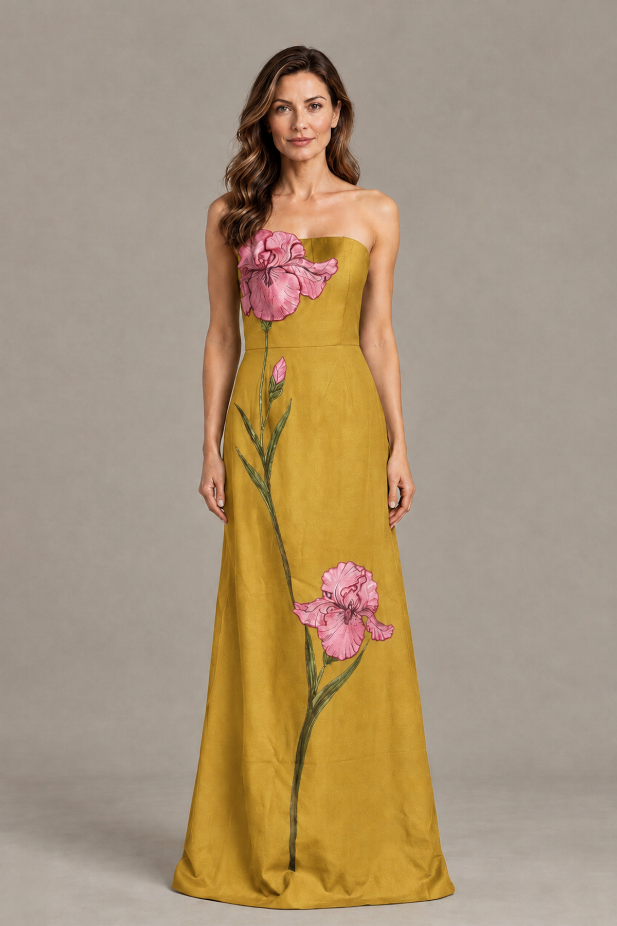 BOLODOO Gold Strapless Floral Mother of the Bride Gown - Gold - Gold_01