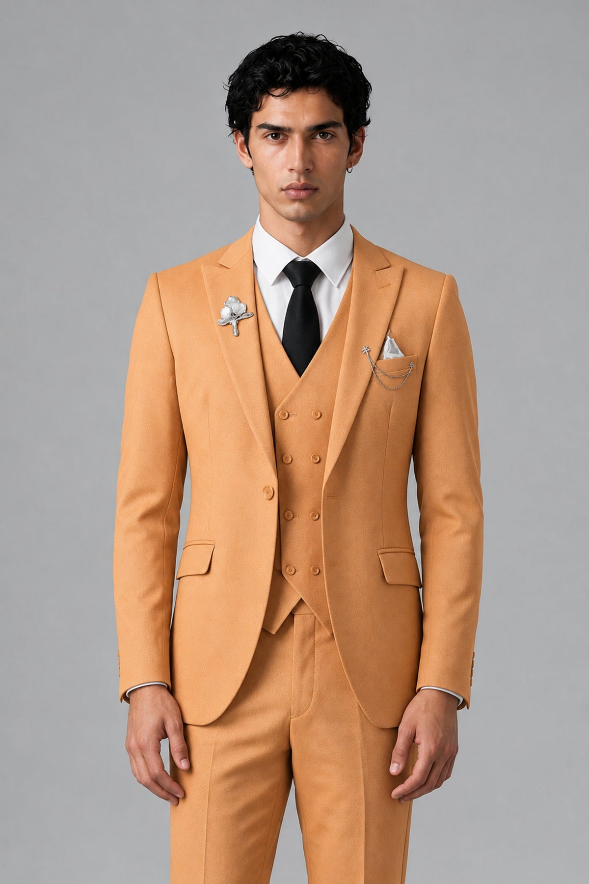 Bolodoo Men's Gold 2-Piece Suit – Notch Lapel Jacket & Trousers - Gold - Gold_1