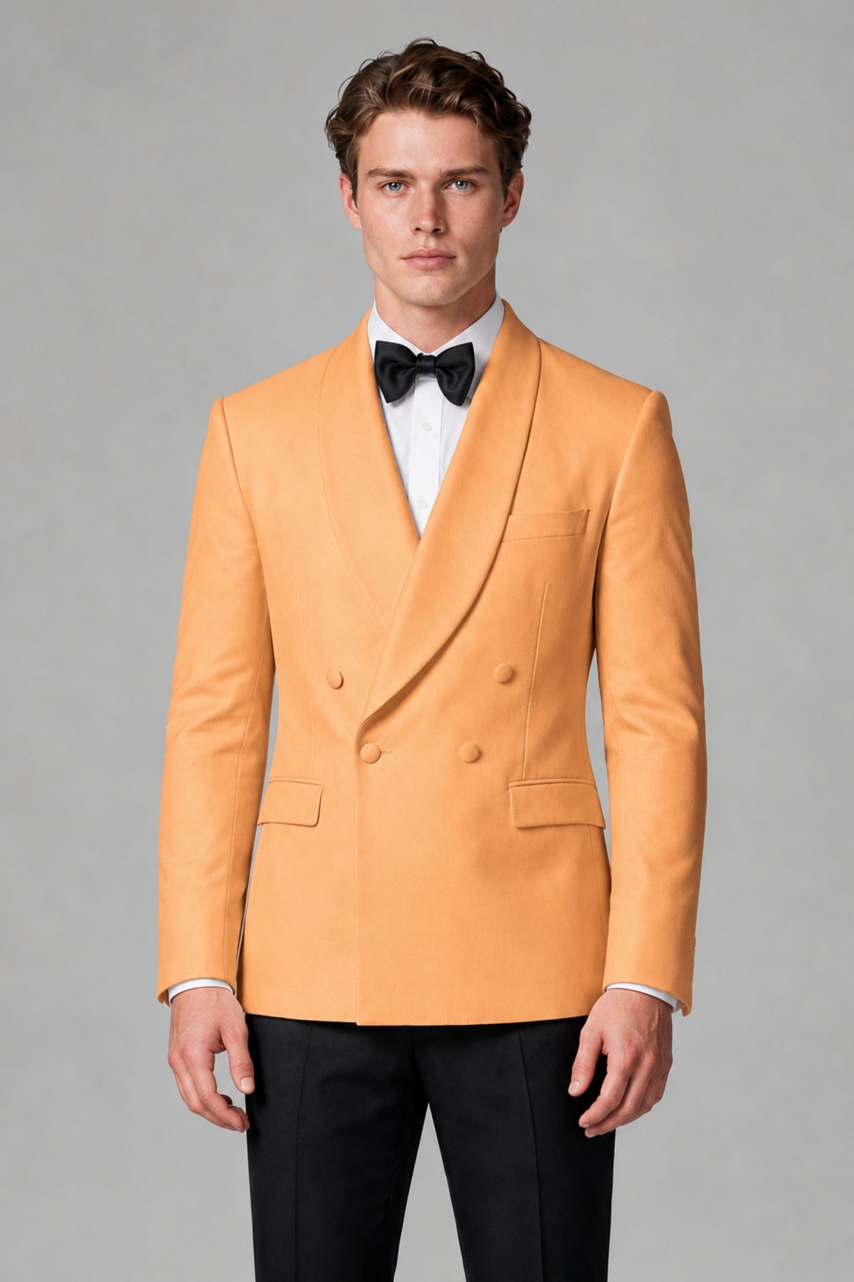 BOLODOO Men's Gold Double-Breasted Tuxedo Blazer – Shawl Lapel Formal Suit Jacket - Gold - Gold_1