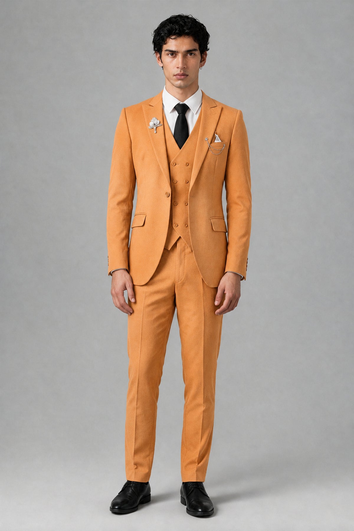 Bolodoo Men's Gold 2-Piece Suit – Notch Lapel Jacket & Trousers - Gold - Gold_2