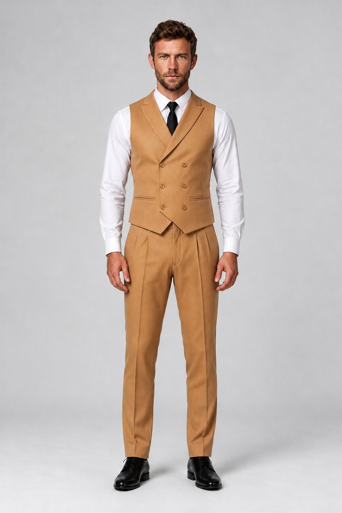 Bolodoo Men's Gold Double-Breasted Vest and Pants 2-Piece Suit - Gold - Gold_2
