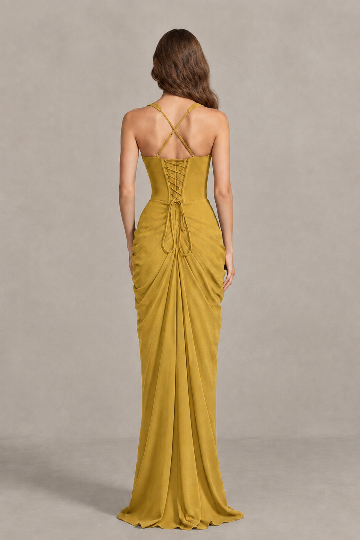 BOLODOO Gold Sweetheart Maxi Dress with High Slit - Gold - Gold_2