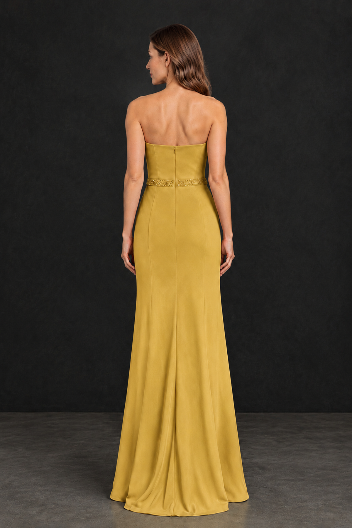 BOLODOO Gold Strapless Mother of the Bride Dress with 3D Floral Appliques - Gold - Gold_2