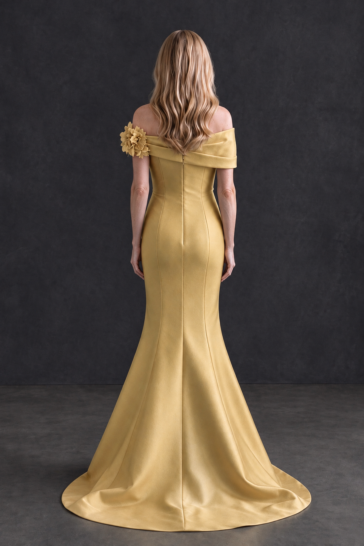 BOLODOO Gold Off-Shoulder Floral Mermaid Mother of the Bride Dress - Gold - Gold_2