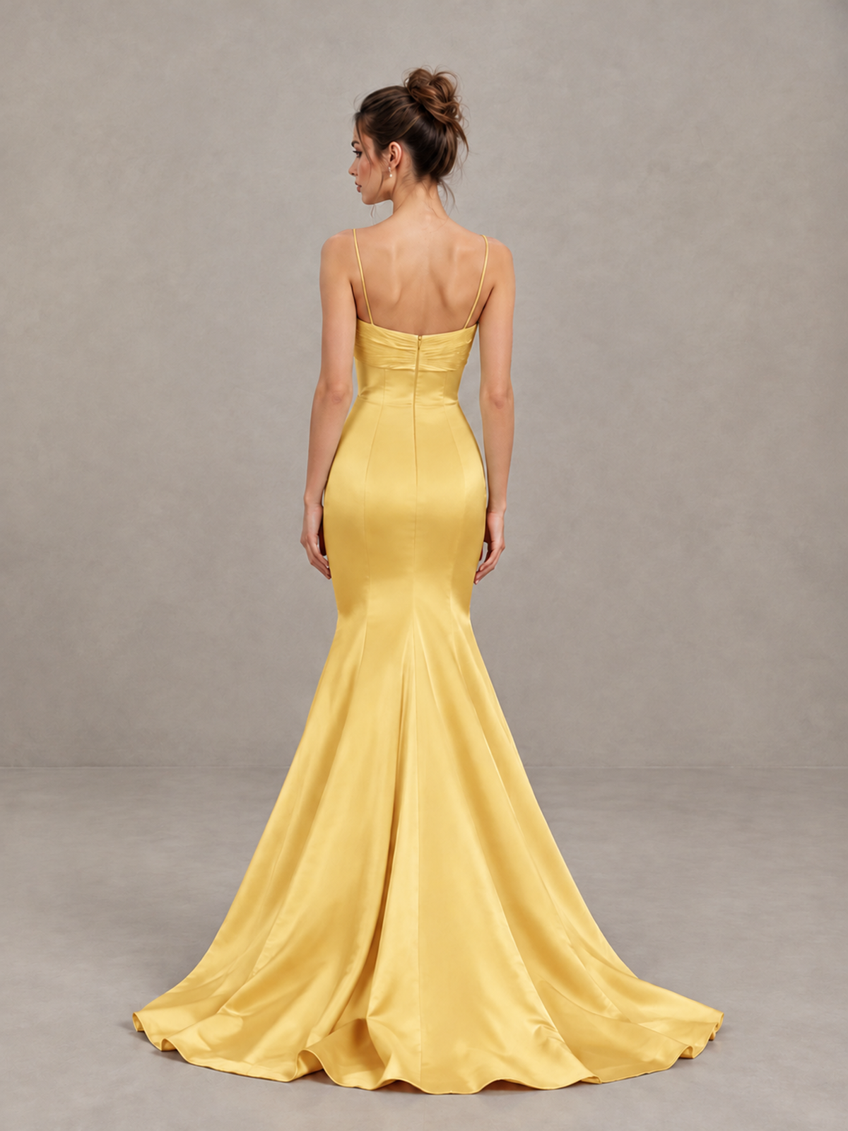 BOLODOO Gold Satin-Look Mermaid Prom Dress with Bow - Gold - Gold_2