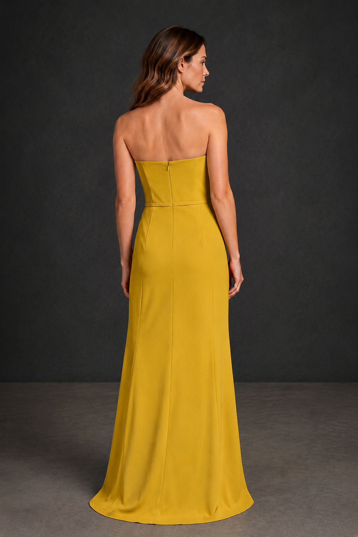 BOLODOO Gold Strapless Mother of the Bride Dress with Ruffle Detail - Gold - Gold_2