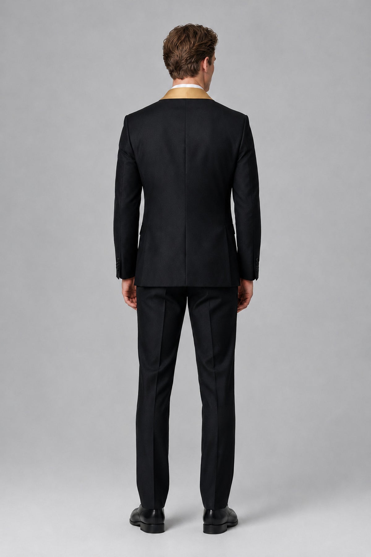 Bolodoo Men's Gold 3-Piece Shawl Lapel Tuxedo Suit - Gold - Gold_3
