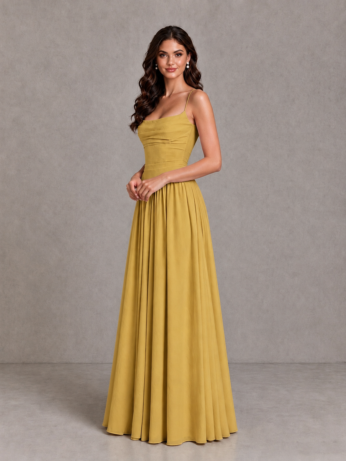 BOLODOO Gold Lace-Up Back A-Line Bridesmaid Dress - Gold - Gold_3