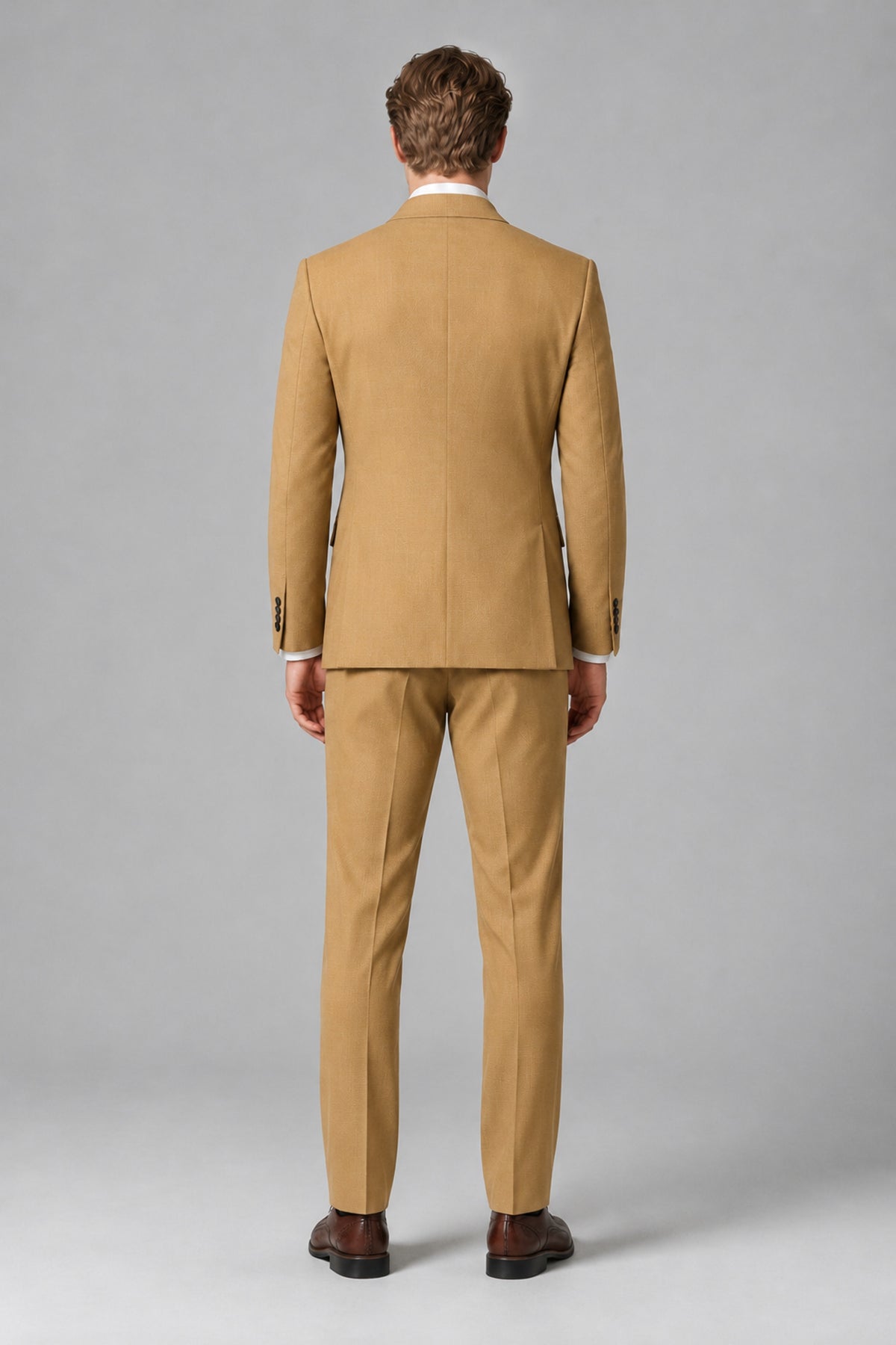 Bolodoo Men's Gold Double-Breasted Two-Piece Suit with Peak Lapels - Gold - Gold_3