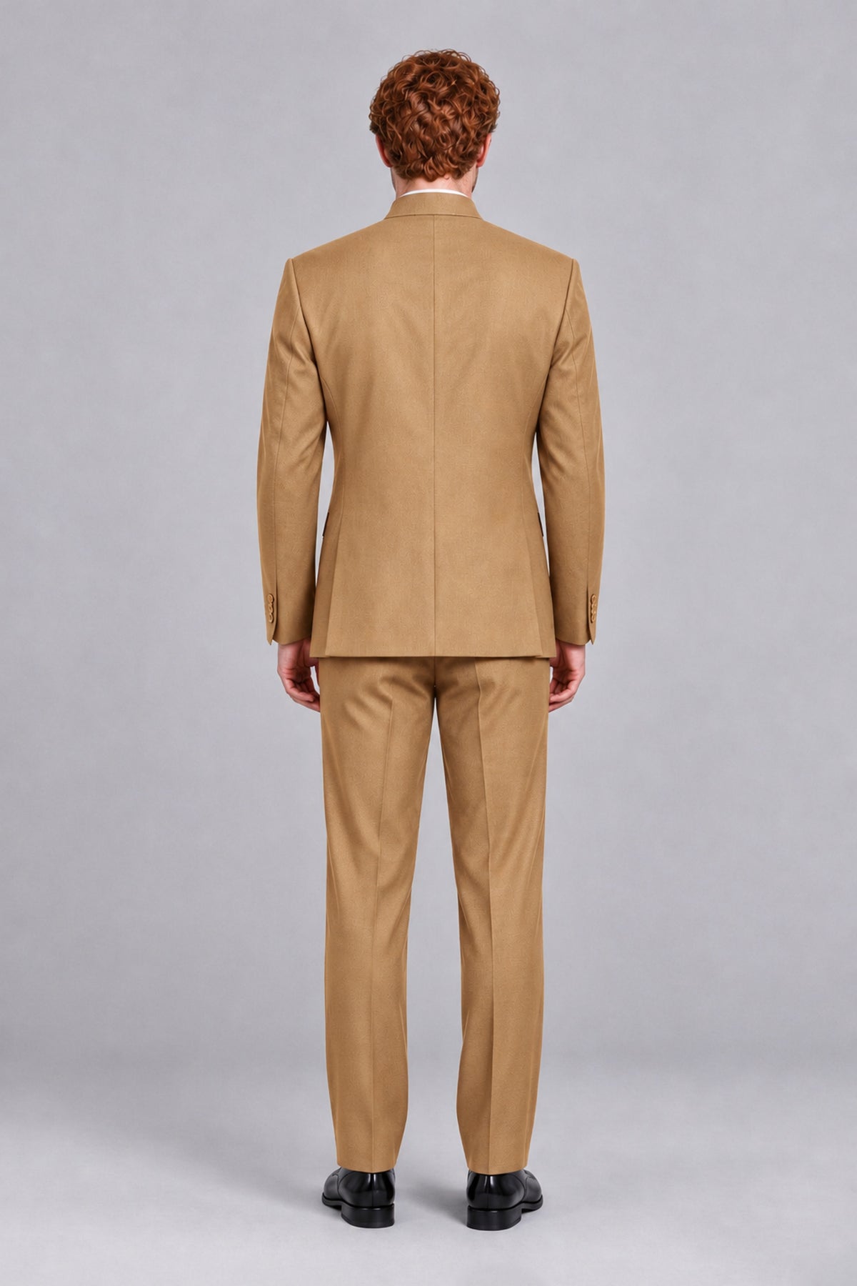 BOLODOO Men's Gold Mandarin Collar Two-Piece Suit - Gold - Gold_3