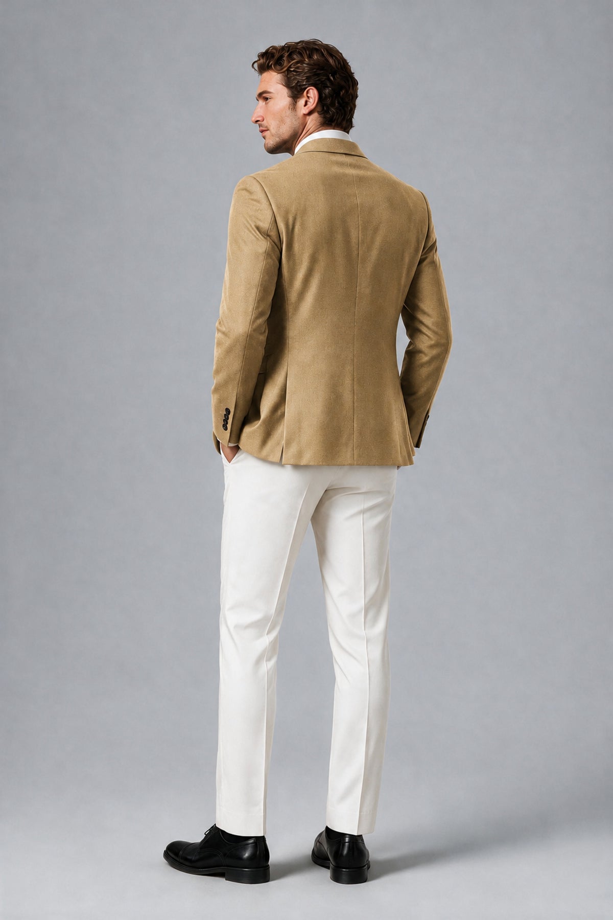 BOLODOO Men's Gold Satin 3-Piece Suit | Blazer, Vest & Trousers Set - Gold - Gold_3