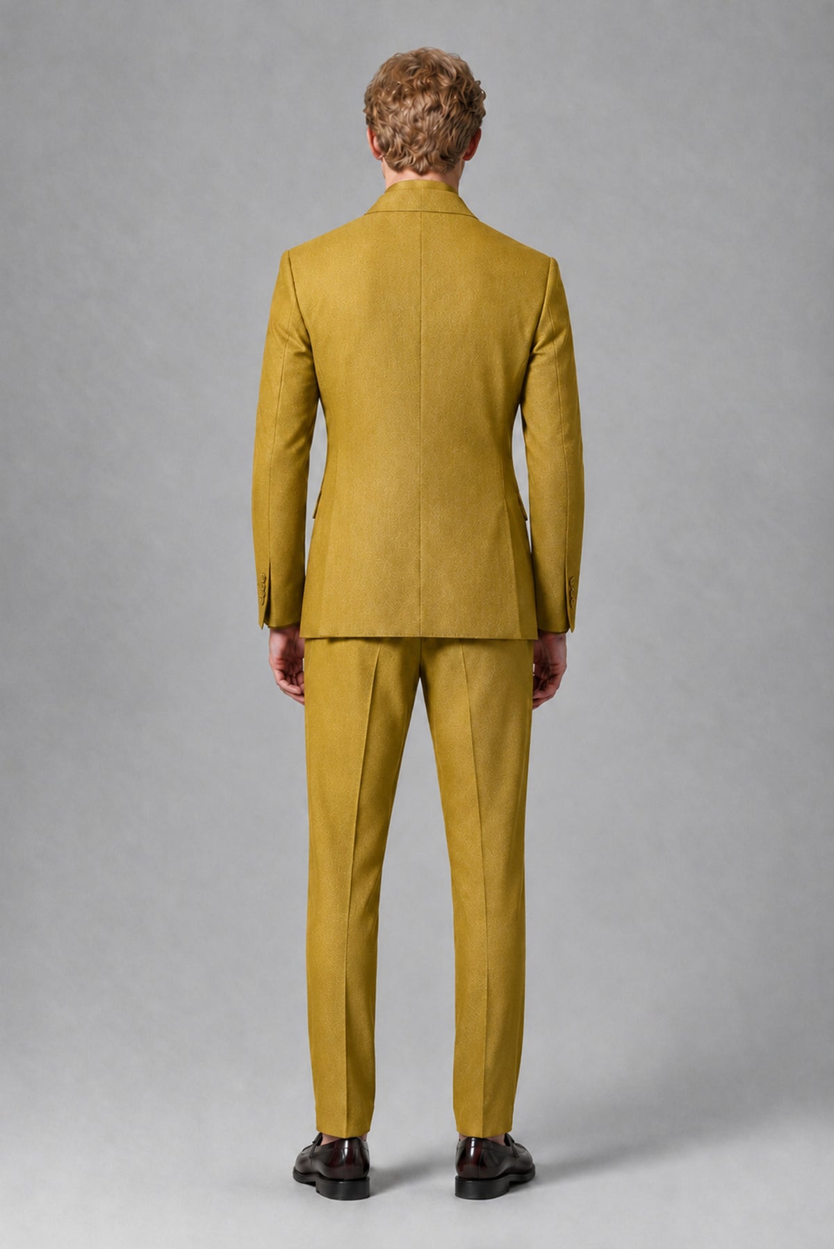 BOLODOO Men's Gold Double-Breasted Two-Piece Suit – Jacket & Trousers - Gold