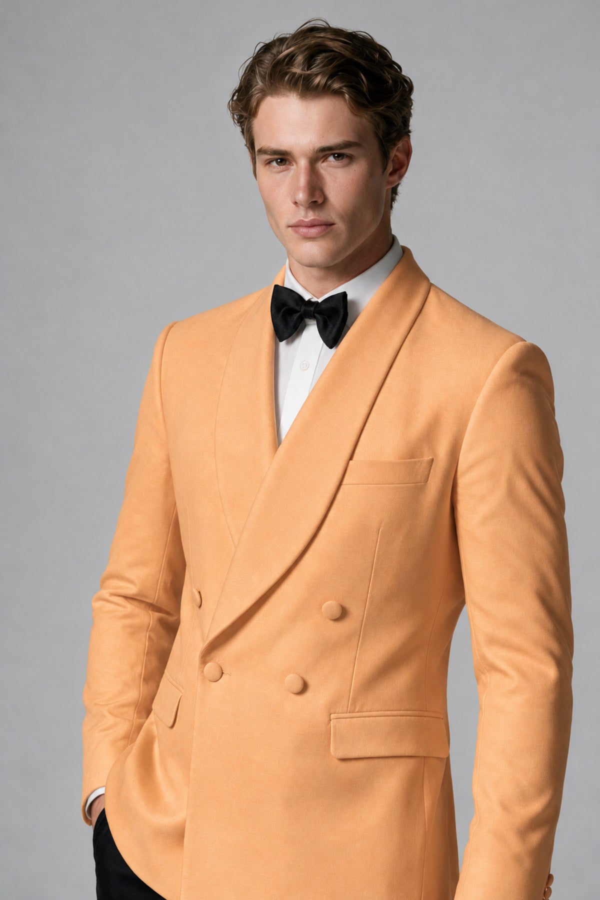 BOLODOO Men's Gold Double-Breasted Tuxedo Blazer – Shawl Lapel Formal Suit Jacket - Gold - Gold_4