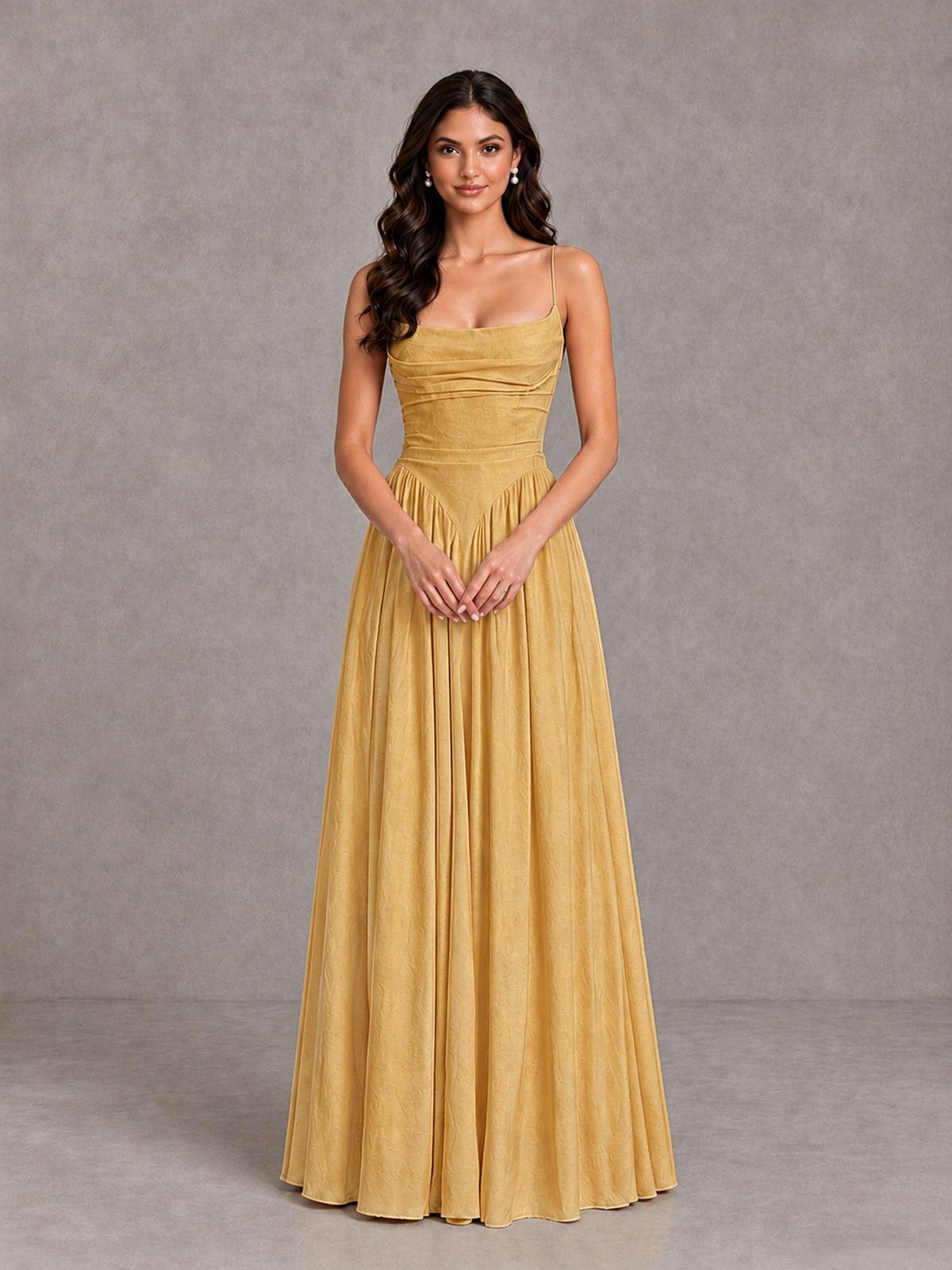 BOLODOO Gold Lace-Up Back A-Line Bridesmaid Dress - Gold - Gold_4
