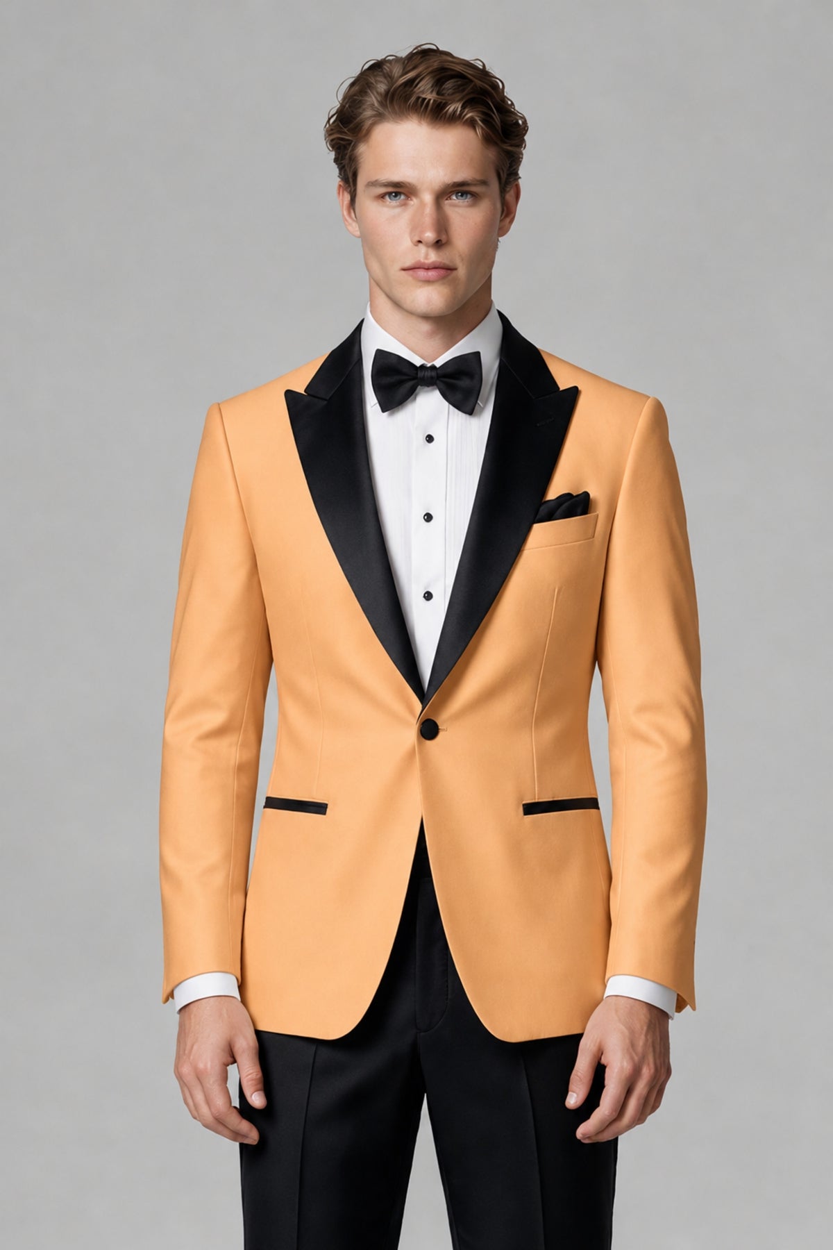 BOLODOO Men's Gold Single-Button Tuxedo Blazer & Black Trousers 2-Piece Suit Set - Gold - Gold (1)