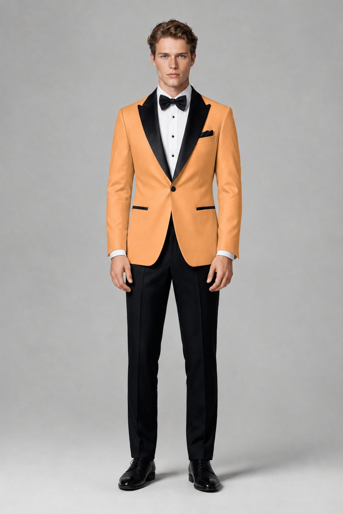 BOLODOO Men's Gold Single-Button Tuxedo Blazer & Black Trousers 2-Piece Suit Set - Gold - Gold (2)