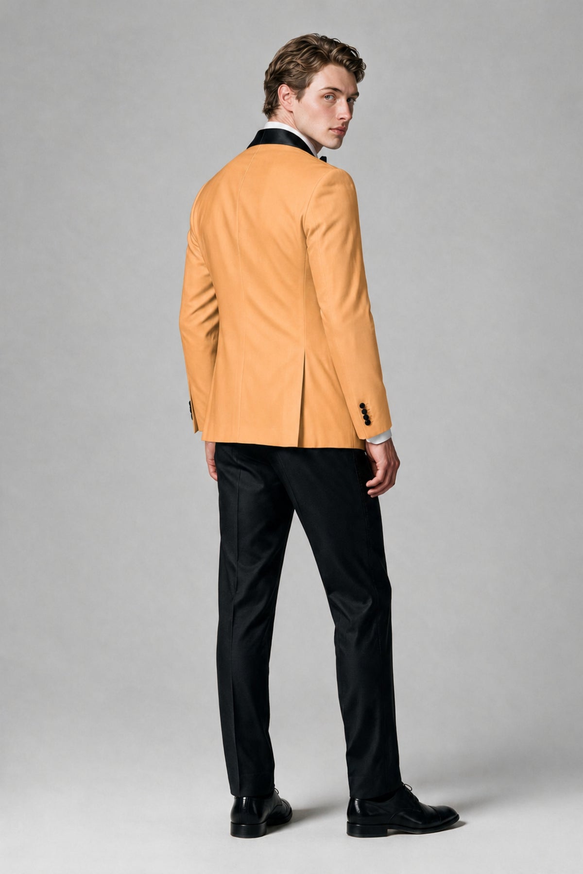 BOLODOO Men's Gold Single-Button Tuxedo Blazer & Black Trousers 2-Piece Suit Set - Gold - Gold (3)