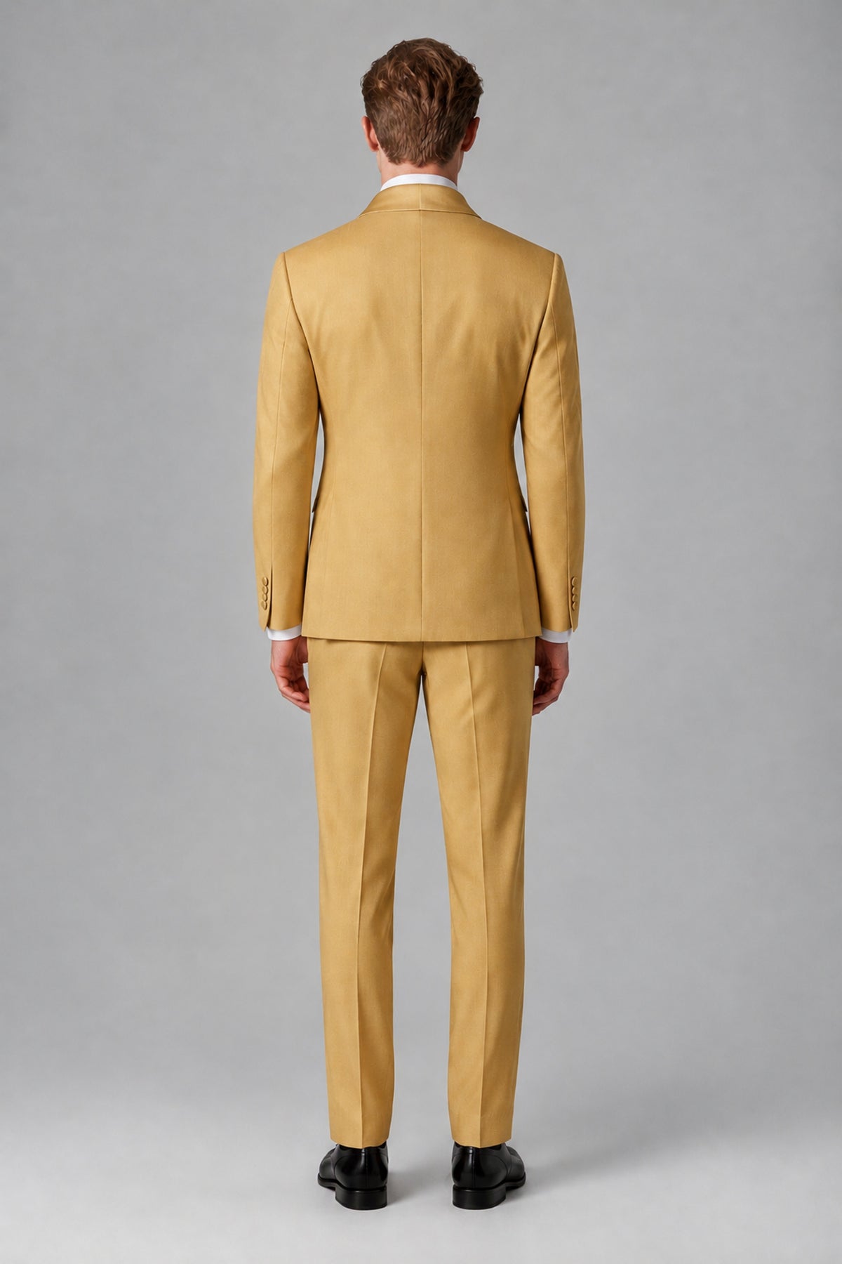 Bolodoo Men's Gold Shawl Lapel 2-Piece Tuxedo Suit – Jacket & Trousers - Gold - Gold (4)