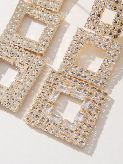 Golden Paneled Square Earrings