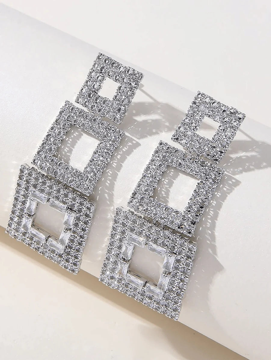 Golden Paneled Square Earrings - BOLODOO