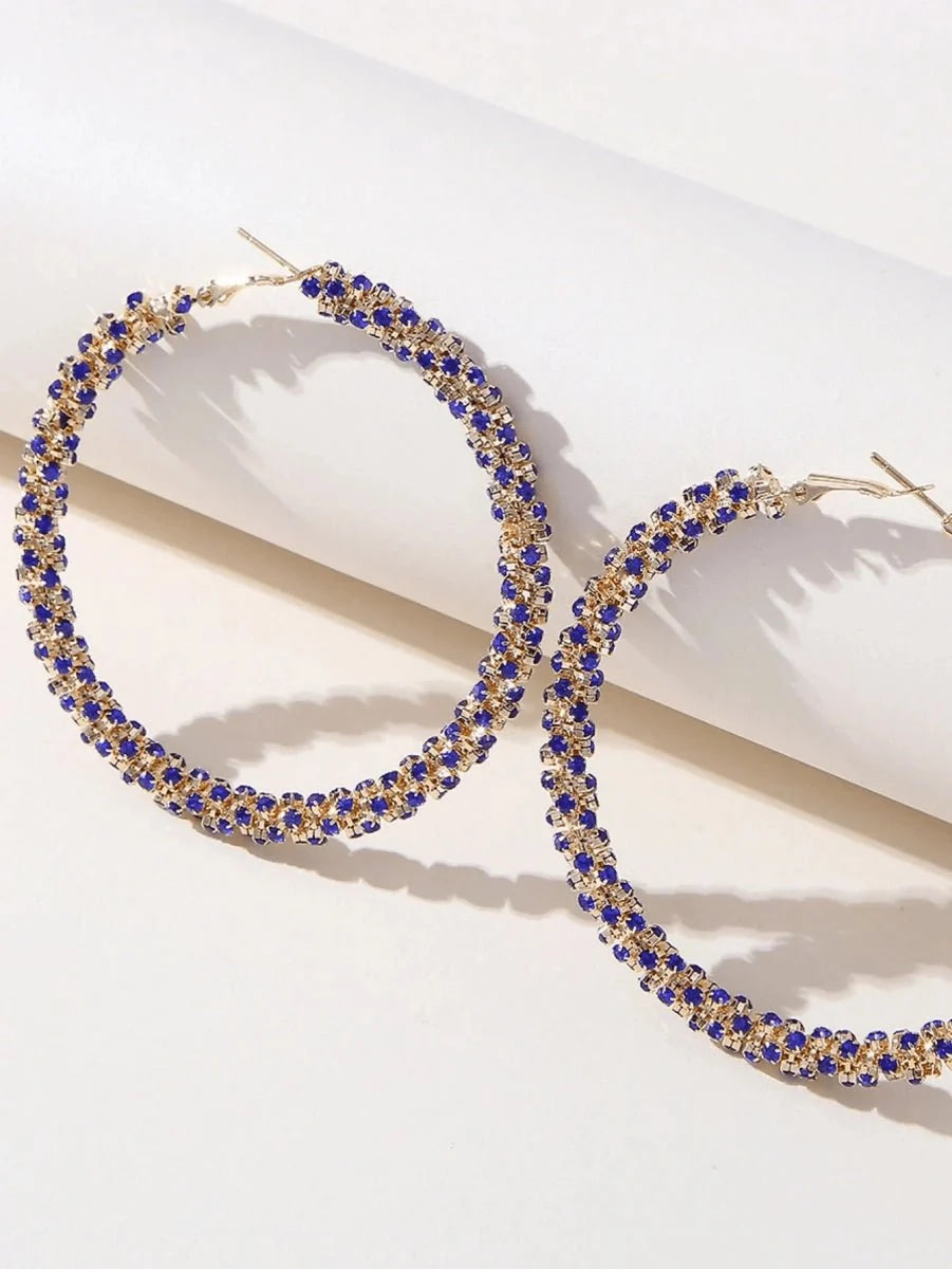 Golden Rhinestones Simple Hoop Earrings - BOLODOO