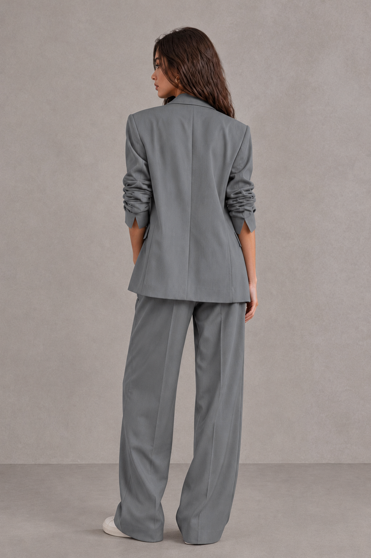 BOLODOO Gray Brown Blazer & Wide-Leg Pants Suit for Women - Gray - Gray_02