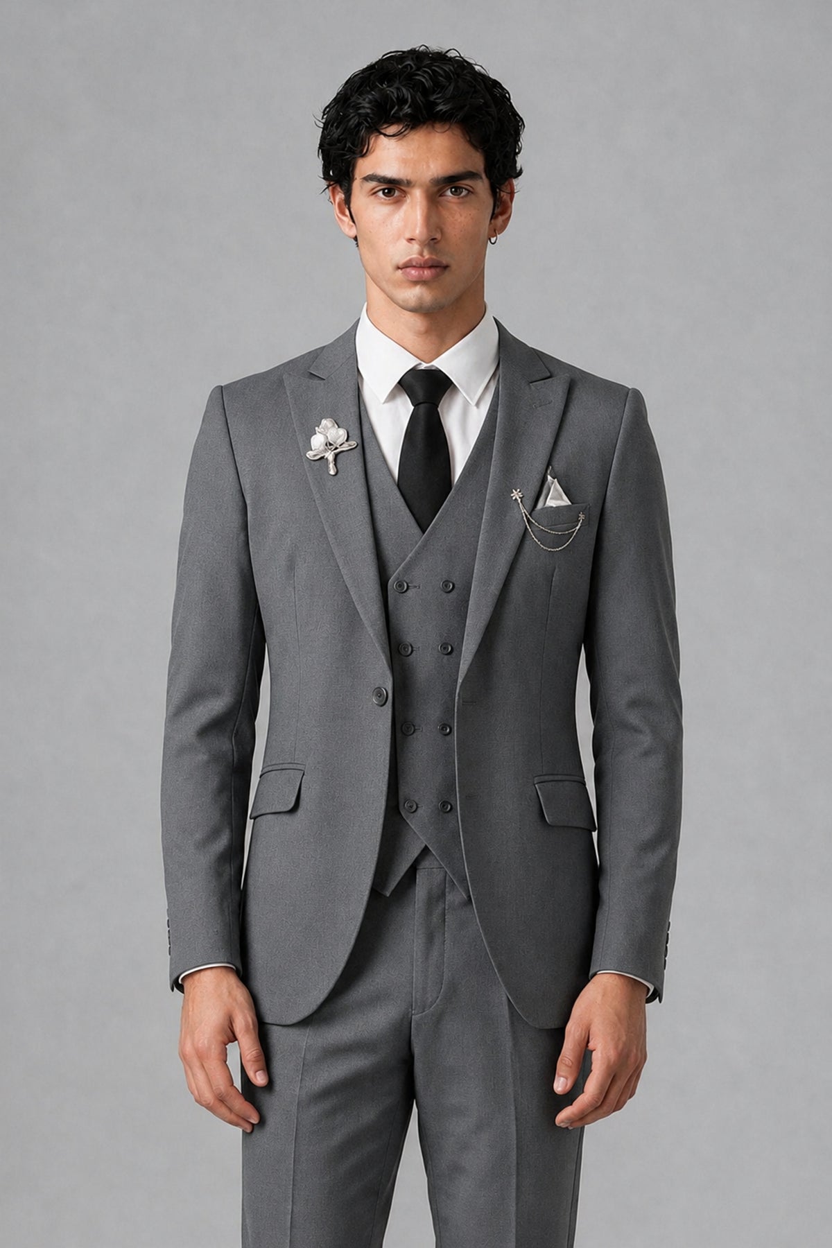 Bolodoo Men's Gray 2-Piece Suit – Notch Lapel Jacket & Trousers - Gray - Gray_1