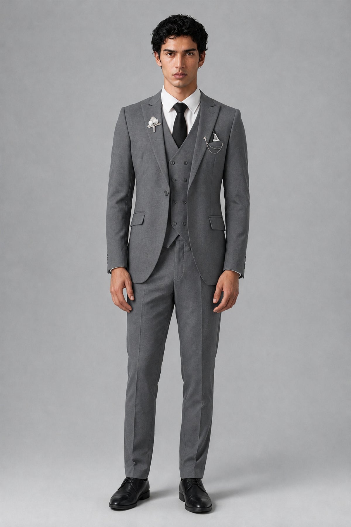 Bolodoo Men's Gray 2-Piece Suit – Notch Lapel Jacket & Trousers - Gray - Gray_2
