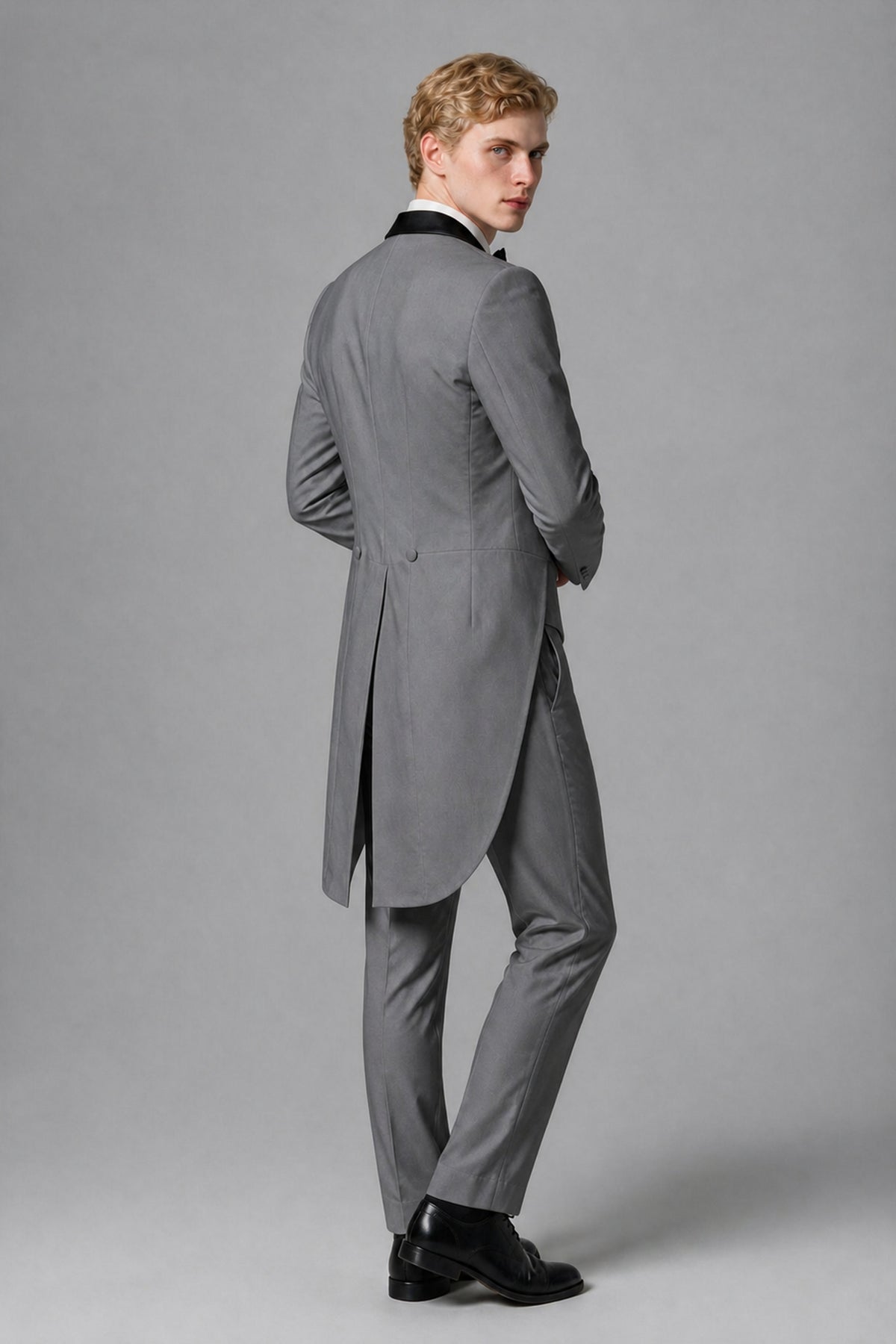 Bolodoo Men's Gray 3-Piece Tailcoat Tuxedo Suit with Vest & Trousers - Gray - Gray_3