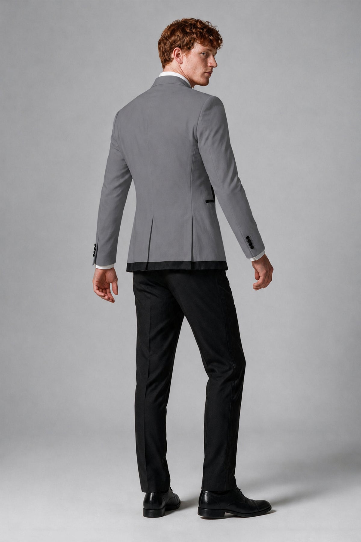 Bolodoo Men's Gray 3-Piece Shawl Lapel Tuxedo Suit with Vest - Gray - Gray_3