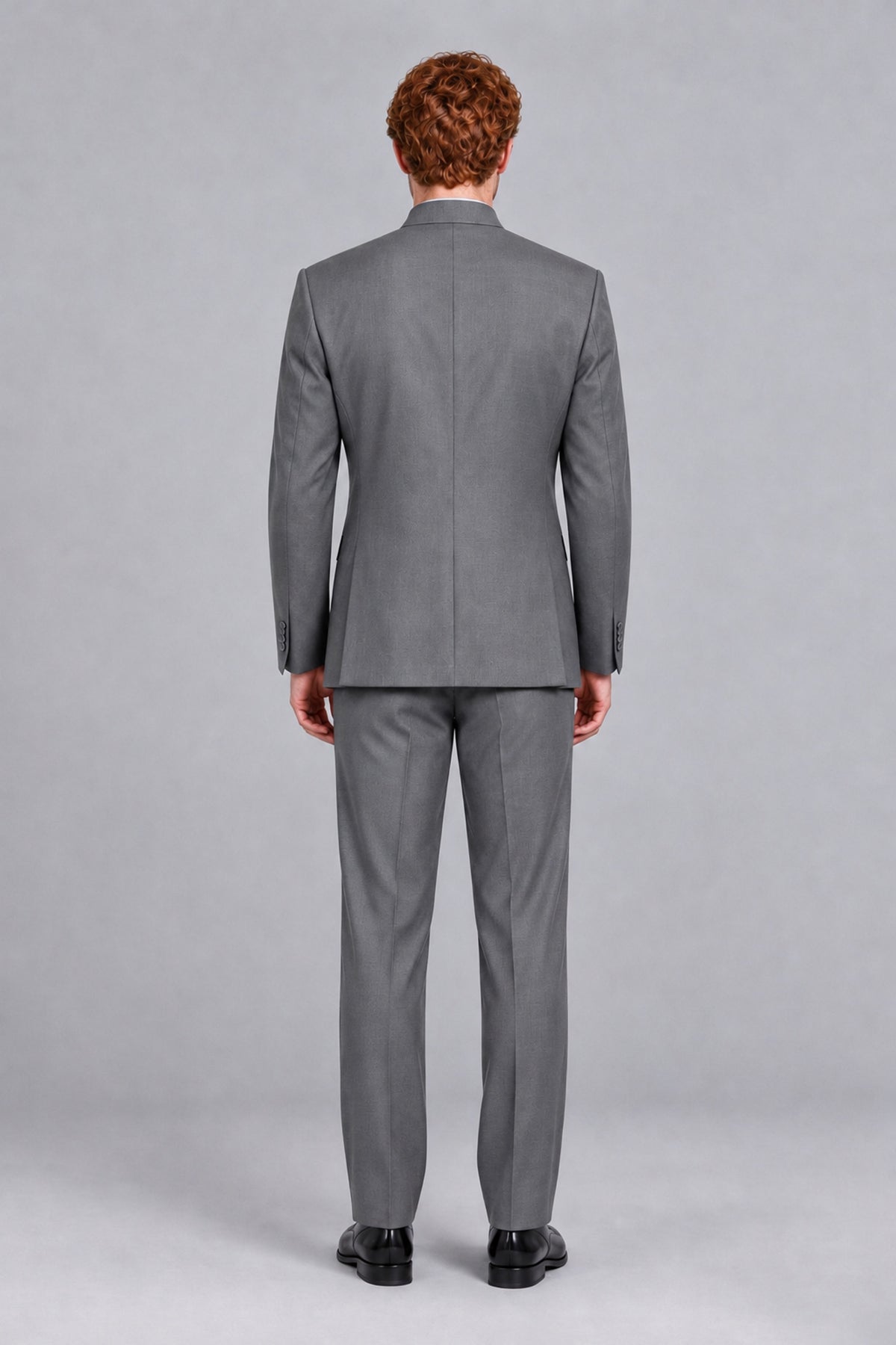 BOLODOO Men's Gray Mandarin Collar Two-Piece Suit - Gray - Gray_3